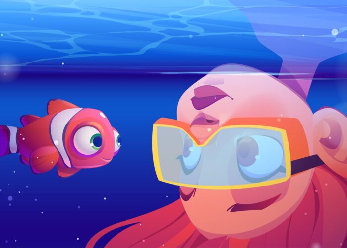 Nemo spielt mit Tauchanfängerin beim Schnuppertauchen Hurghada