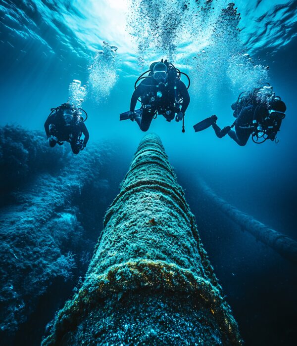 Zertifizierter PADI-Guide von Divenemo begleitet Tauchern beim Abstieg ins Rote Meer