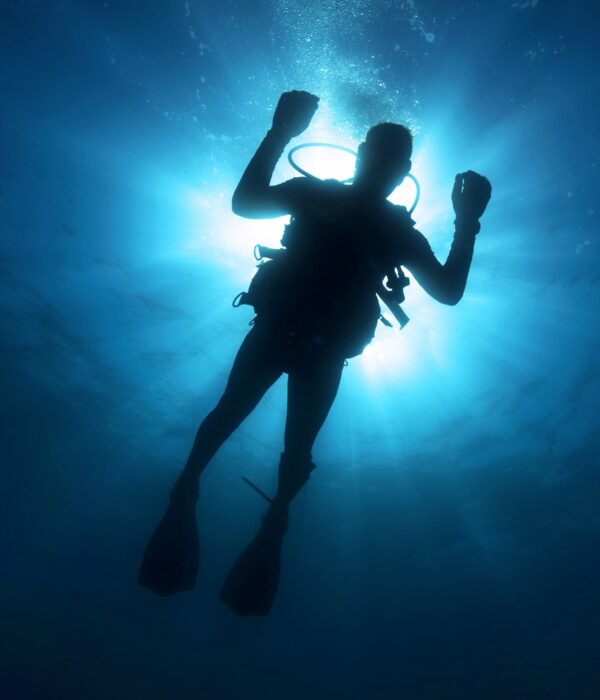 Taucherkörperfoto aus der Tiefe