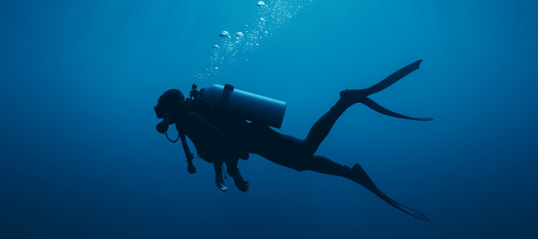 Diver in the blue deep